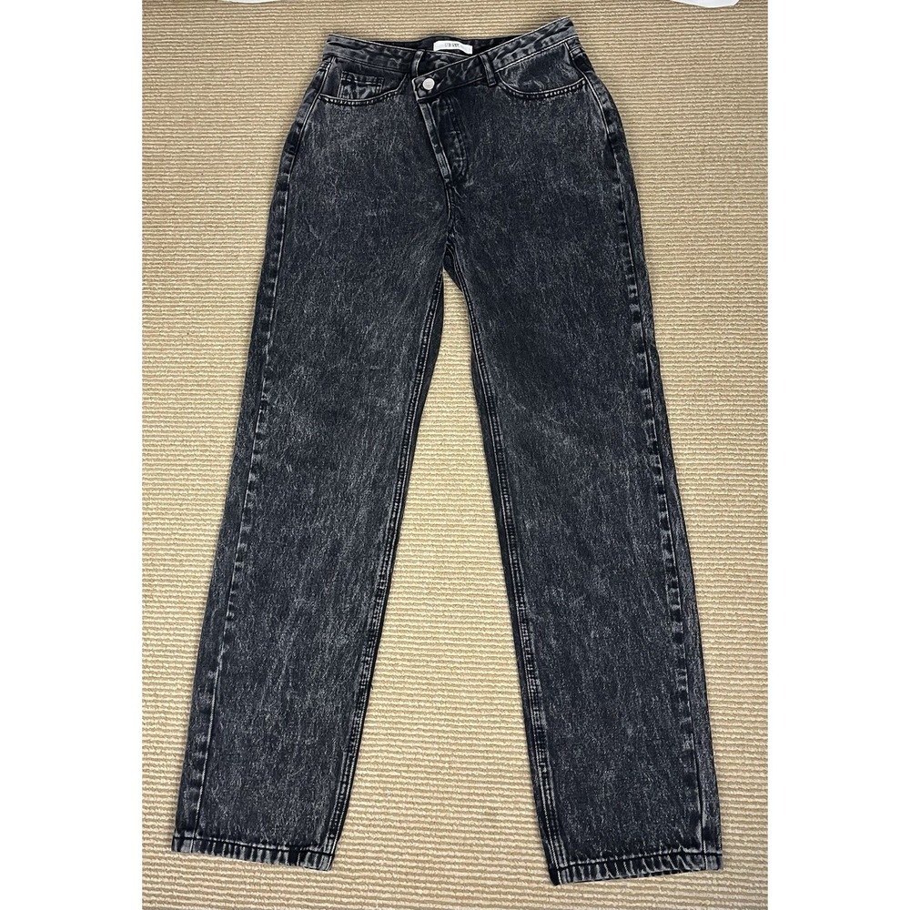 12th Tribe‎ Jeans Womens 28 Black Denim Mid Rise Mom Ankle Casual Button Fly